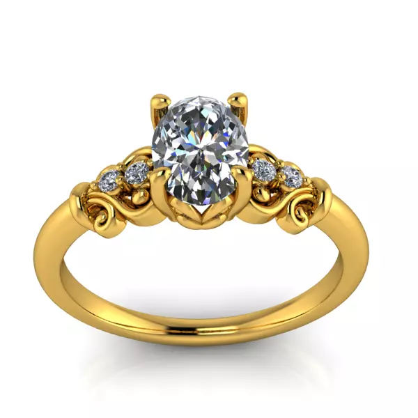 Vintage Solitaire Handcraft design antique Ovalcut Ring Classic 3D print model