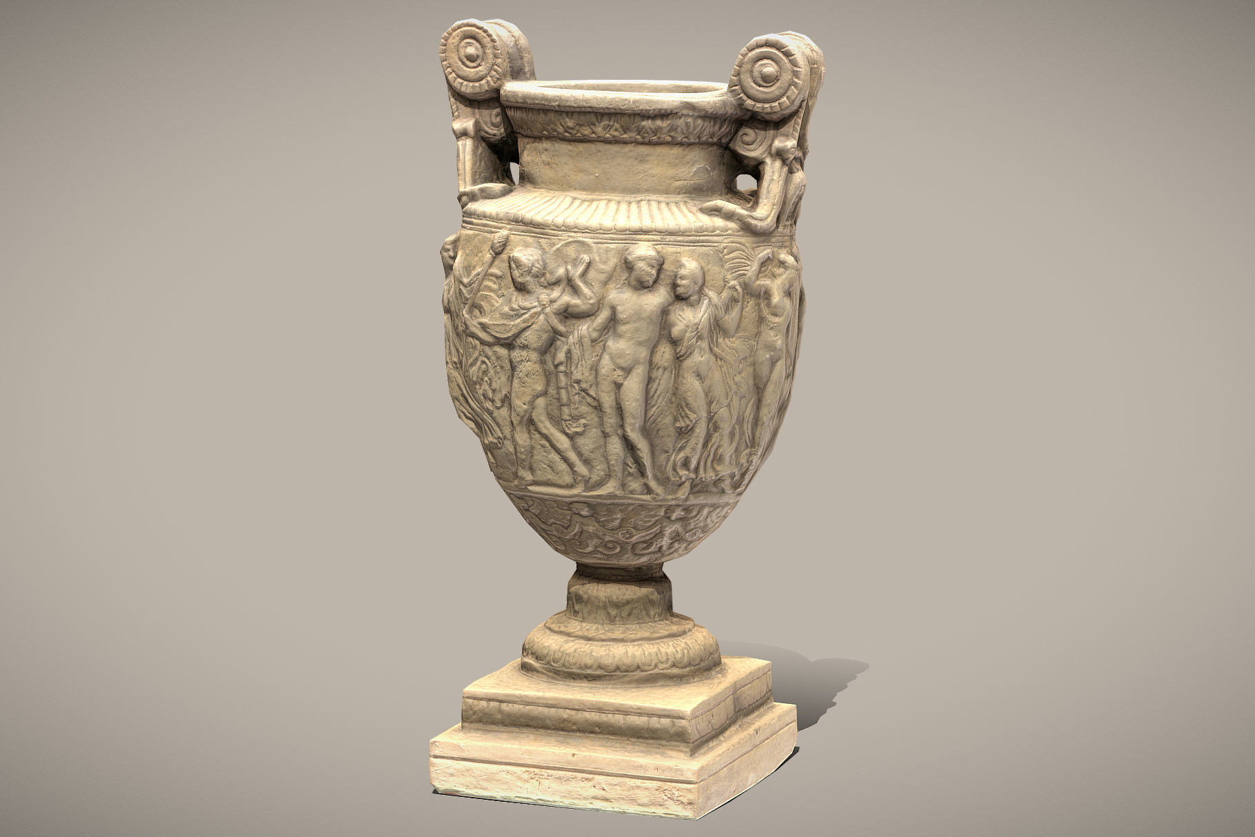 Ancient Greek Roman Vase Low-poly 3D model_3