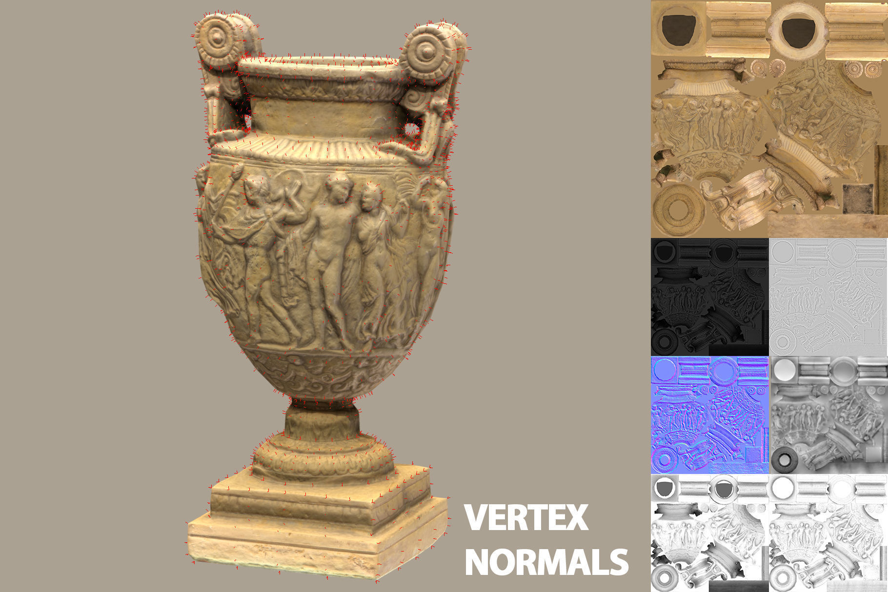 Ancient Greek Roman Vase Low-poly 3D model_13