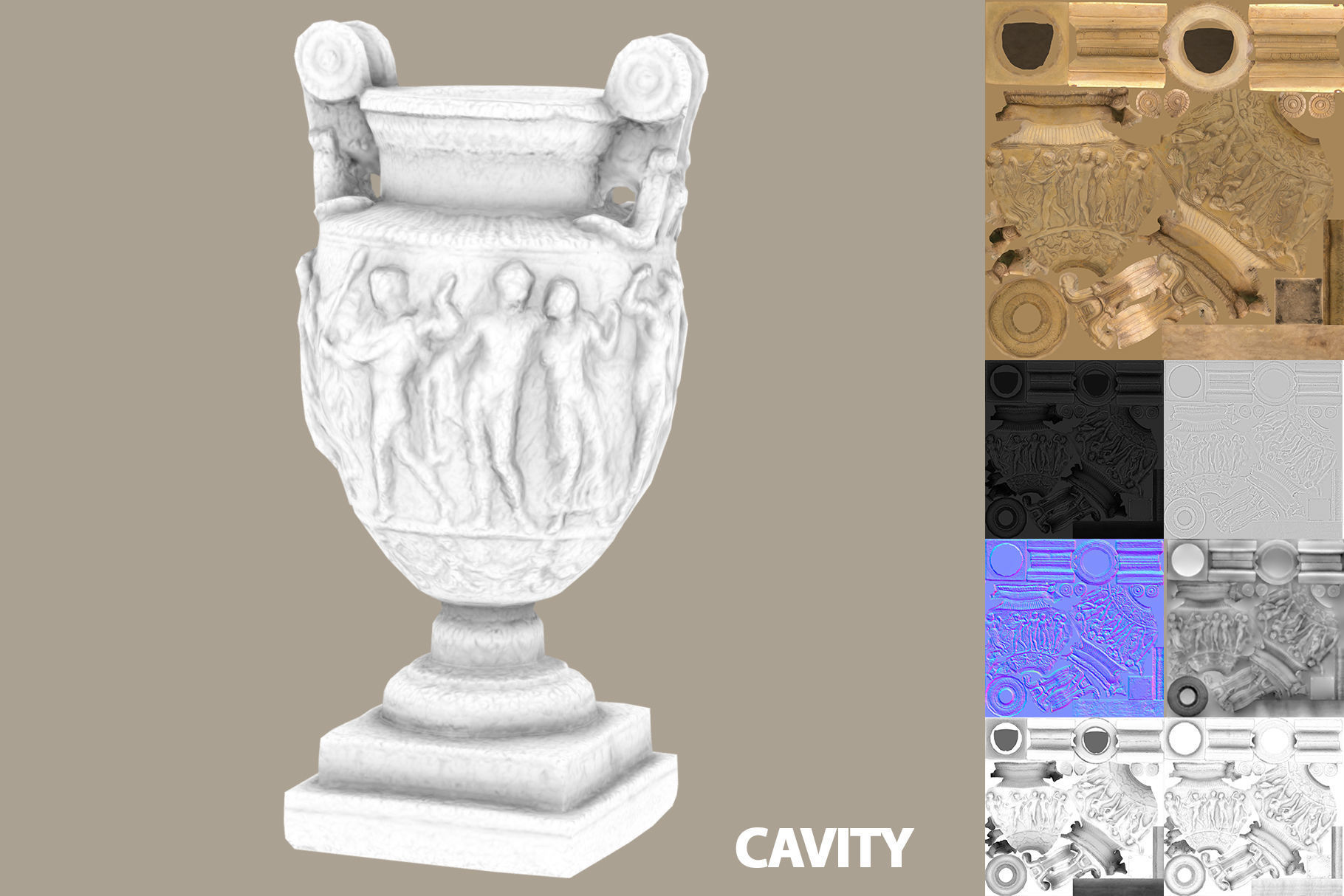 Ancient Greek Roman Vase Low-poly 3D model_9