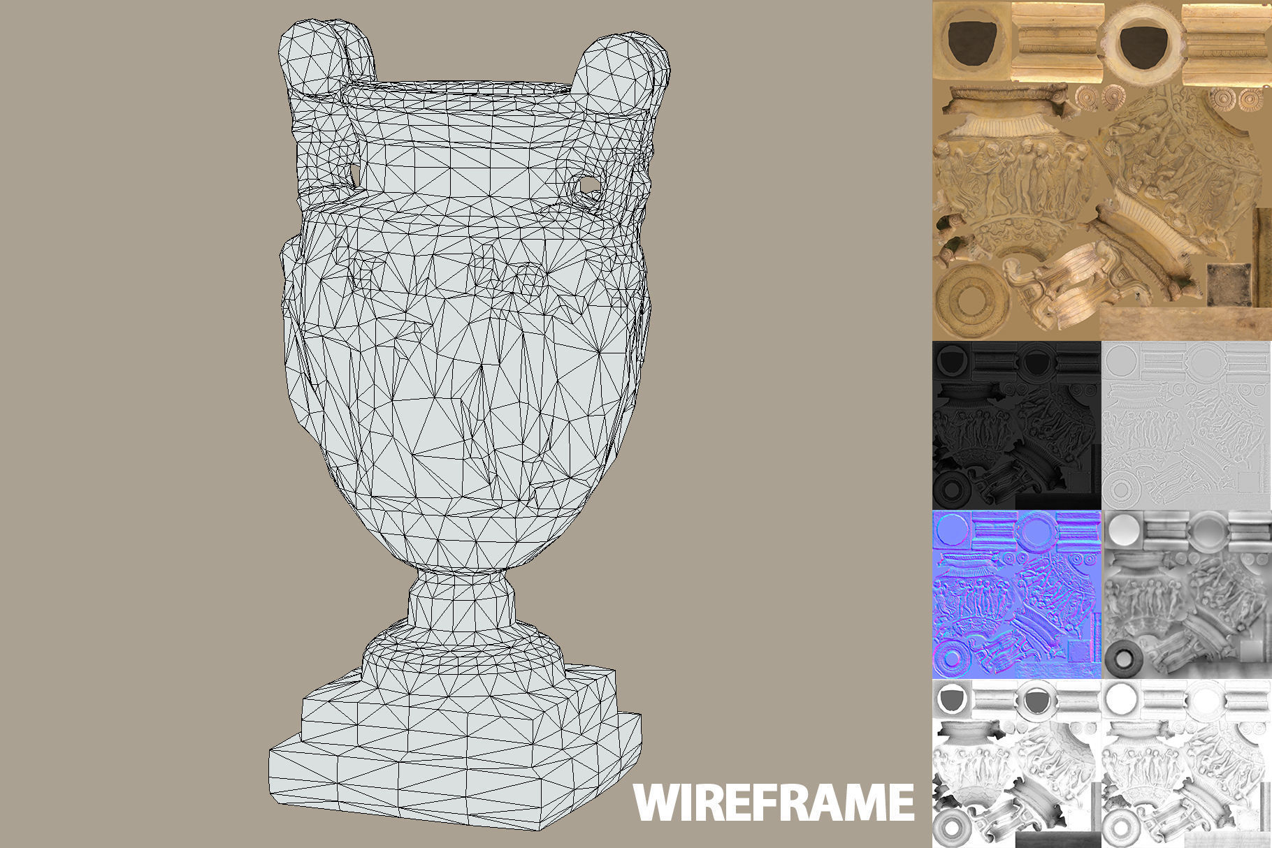 Ancient Greek Roman Vase Low-poly 3D model_12