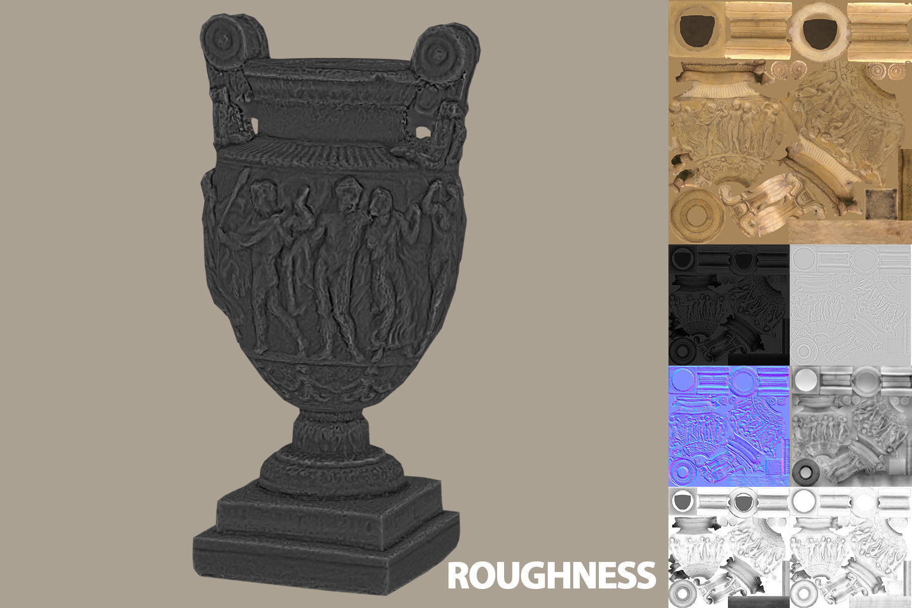 Ancient Greek Roman Vase Low-poly 3D model_6