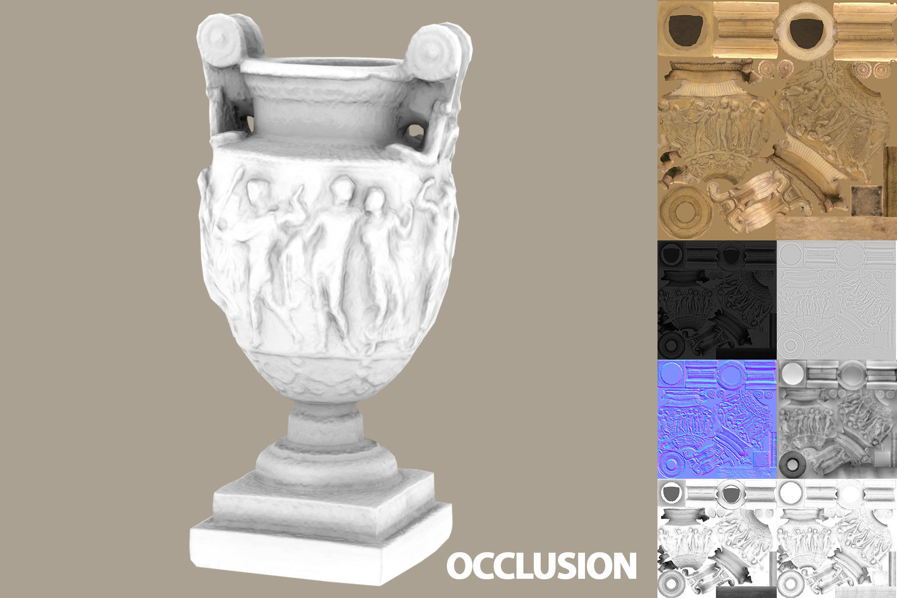 Ancient Greek Roman Vase Low-poly 3D model_8