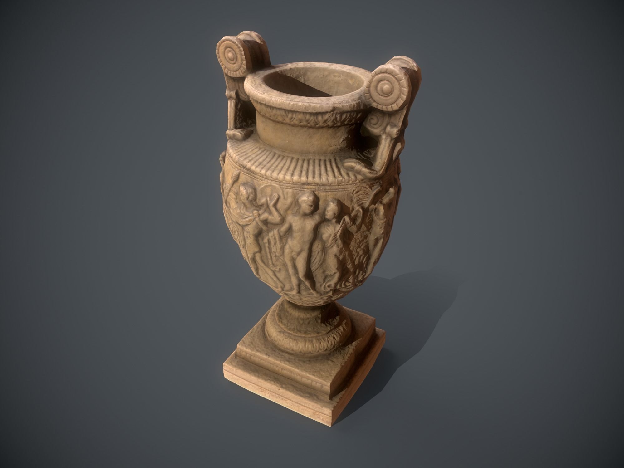 Ancient Greek Roman Vase Low-poly 3D model_2
