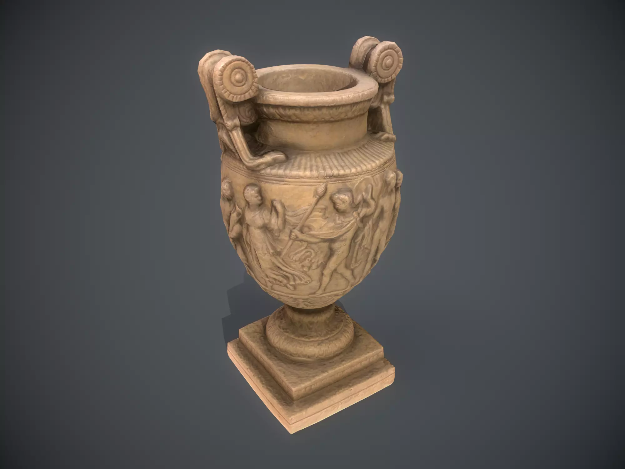 Ancient Greek Roman Vase Low-poly 3D model_0