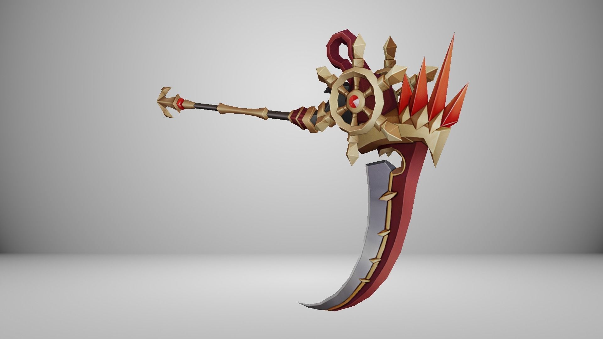 Futuristic Scythe Low-poly 3D model_1