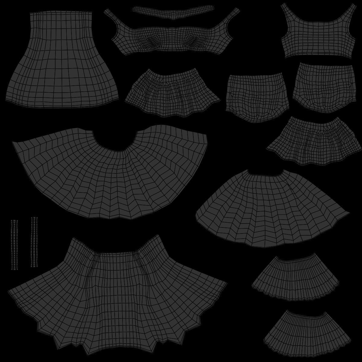 Lolita Outfit Pink Low-poly 3D model_23