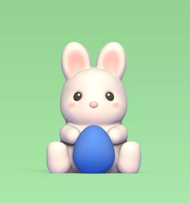 Round Bunny With Egg 3D print model_0