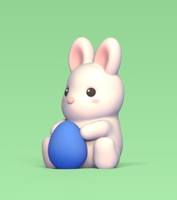 Round Bunny With Egg 3D print model_1