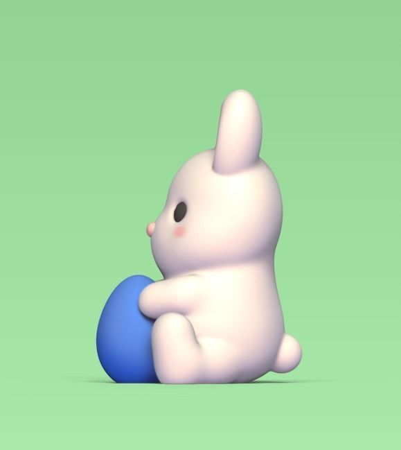 Round Bunny With Egg 3D print model_2