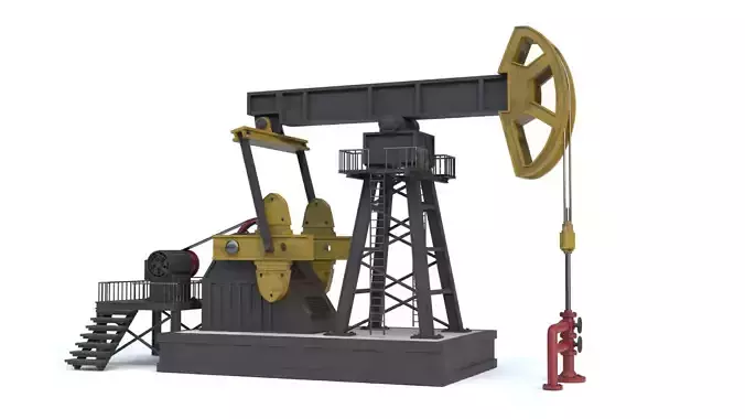 Oil Pumpjack Rigged and Animated Low-poly 3D model