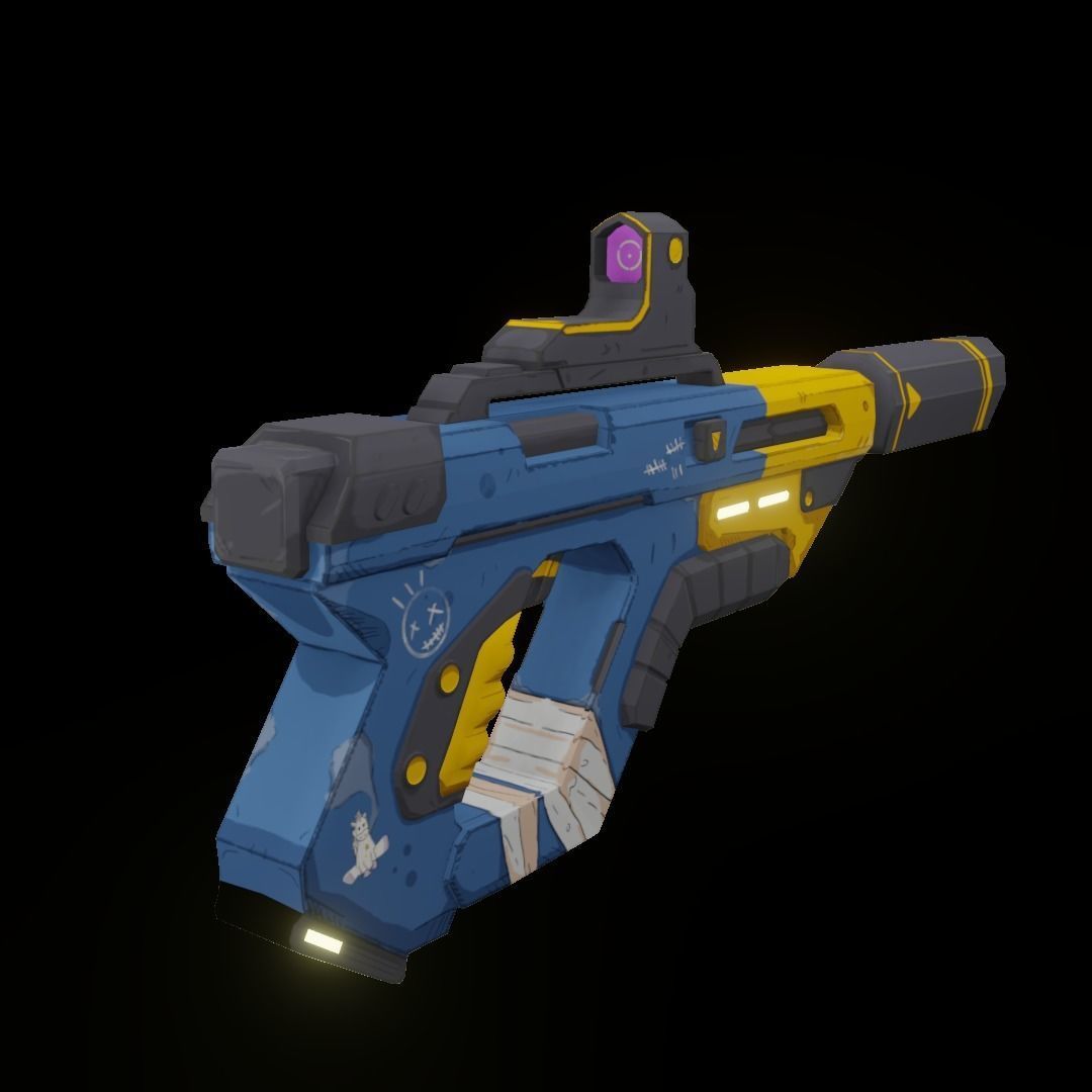 SCI-FI Gun Weapon Low-poly 3D model_3