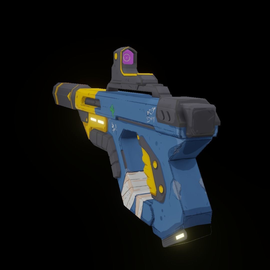 SCI-FI Gun Weapon Low-poly 3D model_2