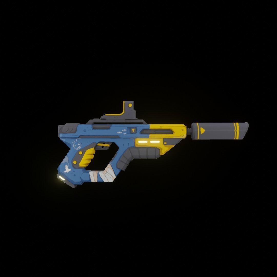 SCI-FI Gun Weapon Low-poly 3D model_1