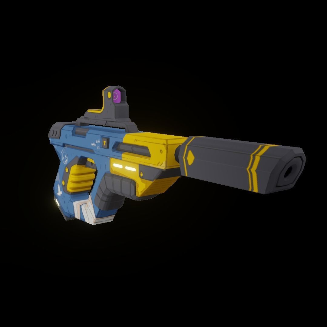 SCI-FI Gun Weapon Low-poly 3D model_4