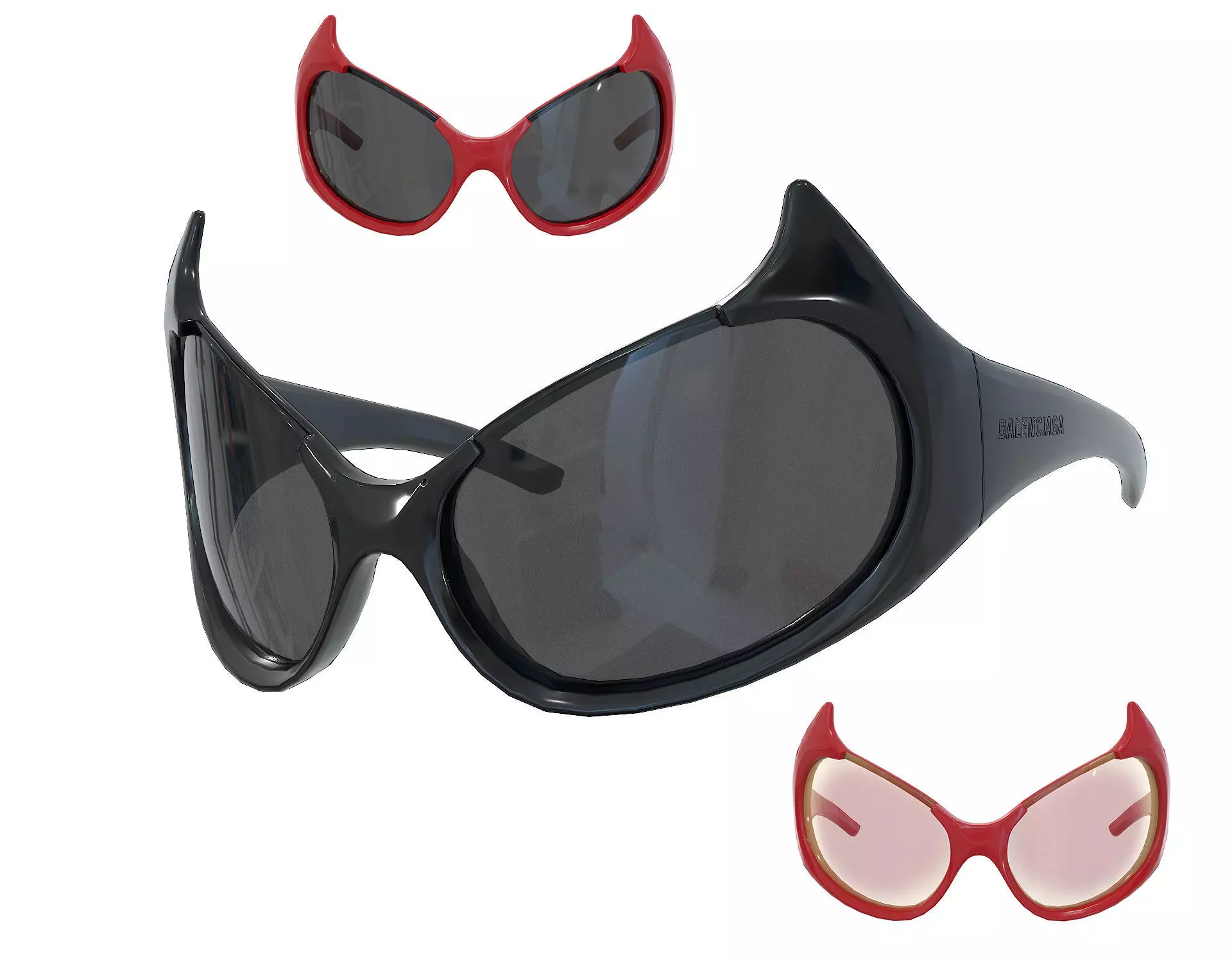 Balenciaga Gotham Cat Sunglasses Low-poly 3D model_0