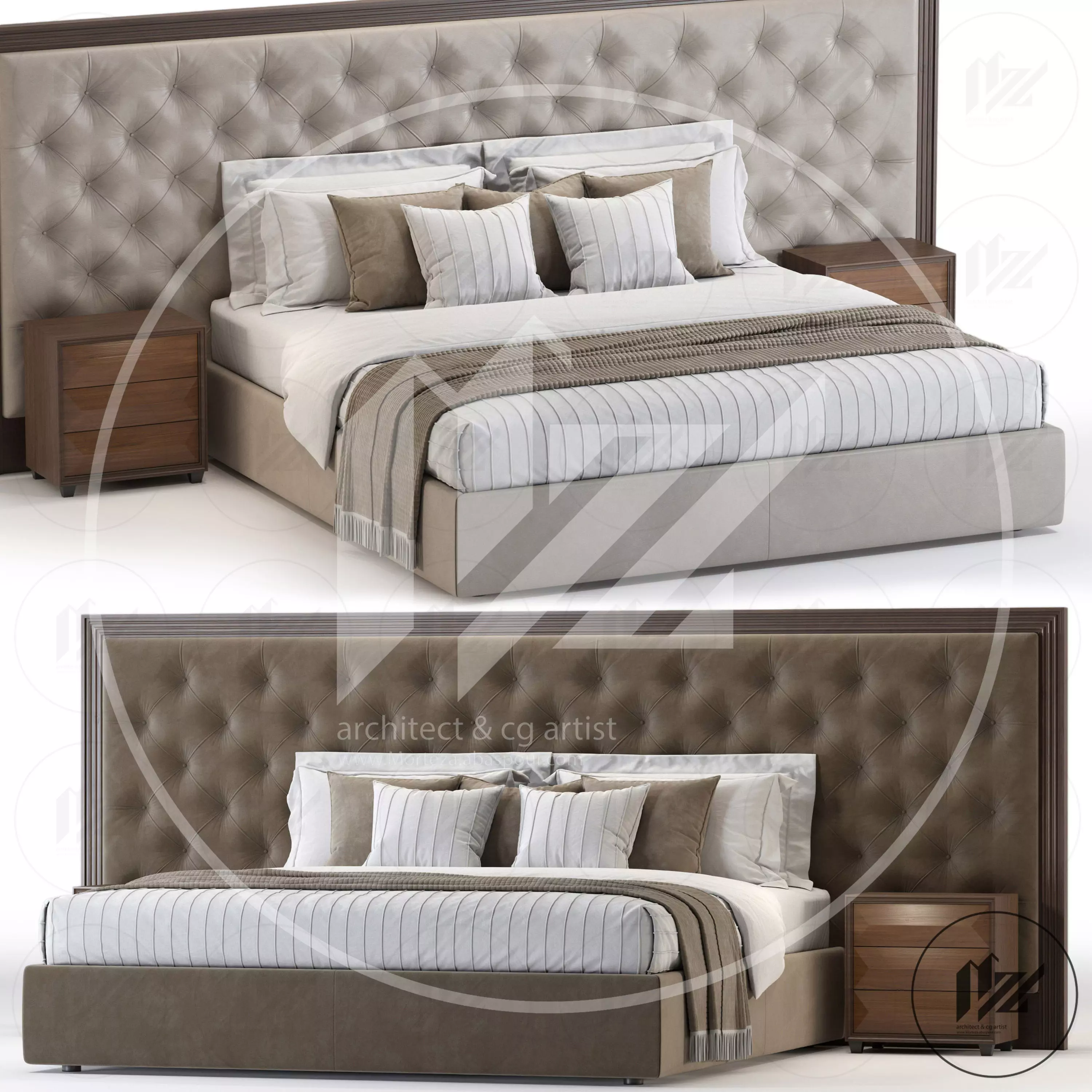 Porada Enya capitone Bed 3D model