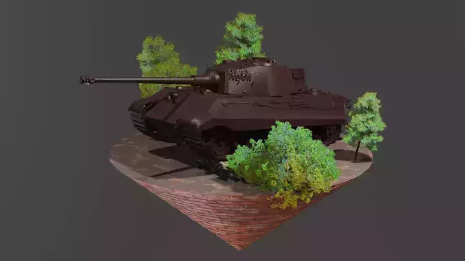 Steel tanks on a small island full of trees riicomp