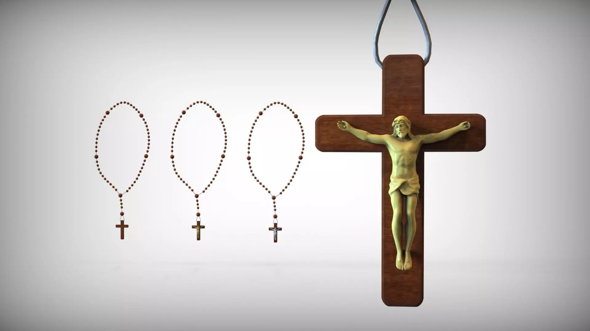 Wooden Rosary - Catholic - Low-poly 3D model