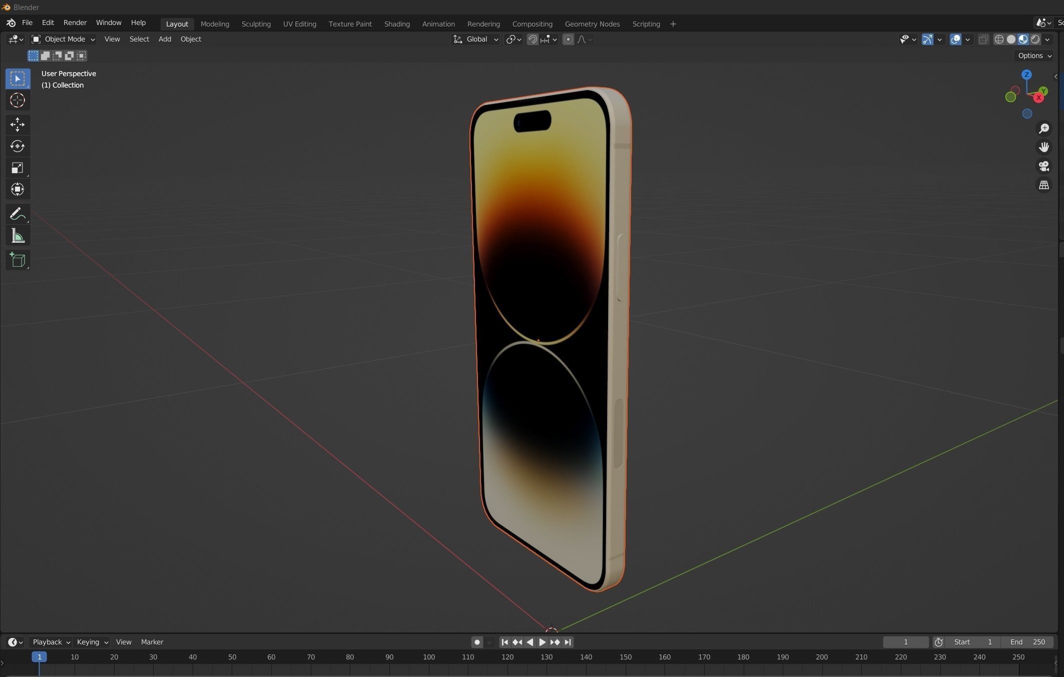 iPhone 14 Pro Max Gold 3D model_18