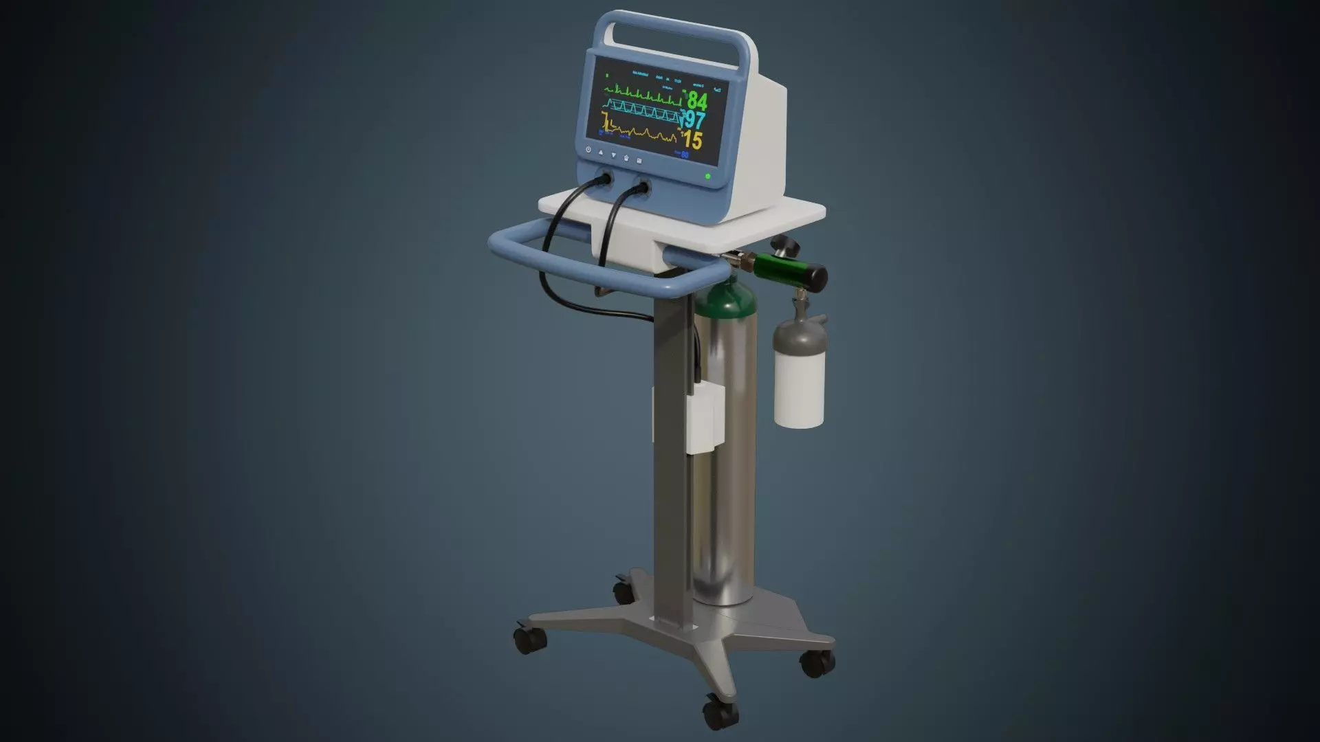 Medical Monitor 1 Basic Low-poly 3D model_0