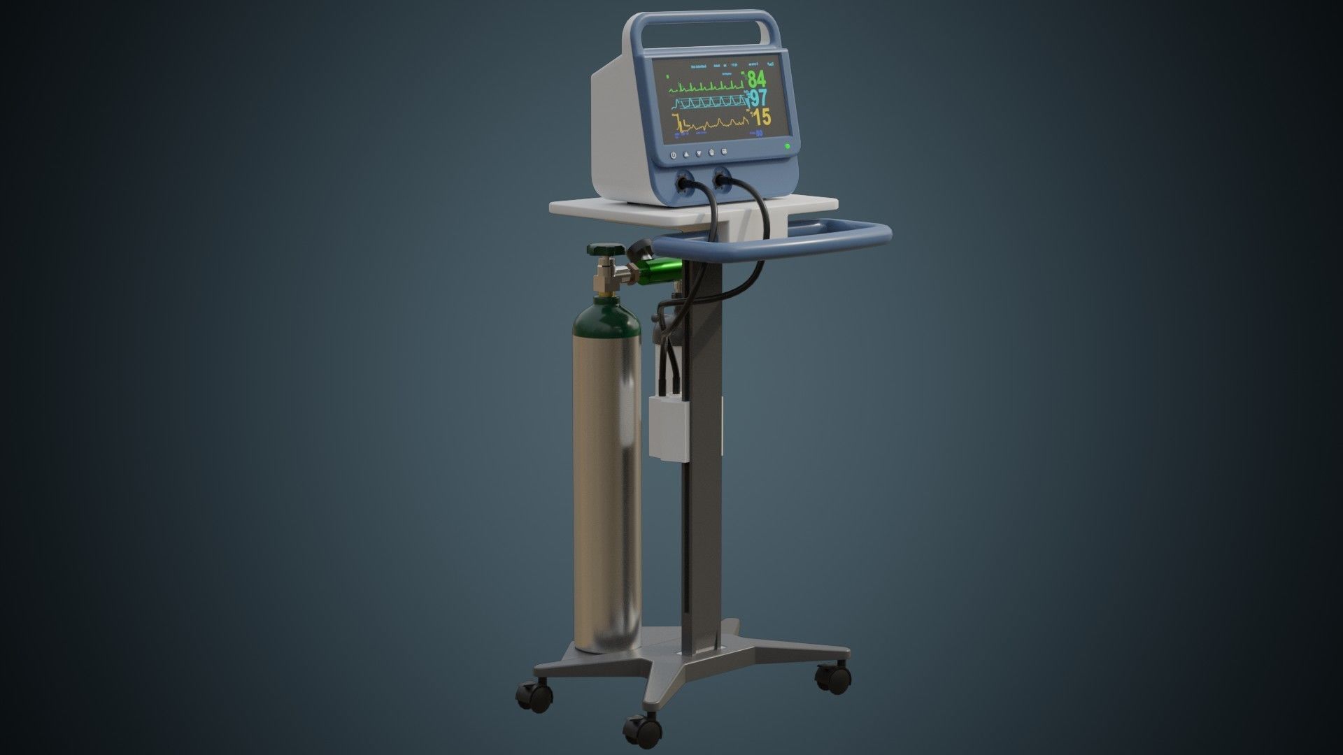 Medical Monitor 1 Basic Low-poly 3D model_1
