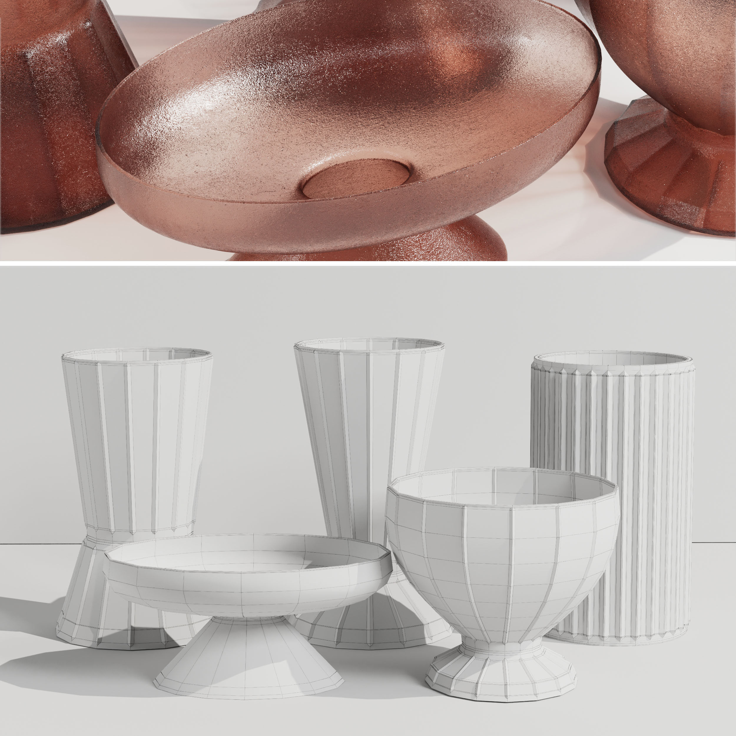 Red Glass vase 01 Low-poly 3D model_1