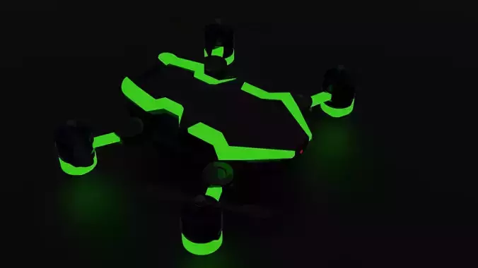 Neon Light Flying Drone Free 3D model