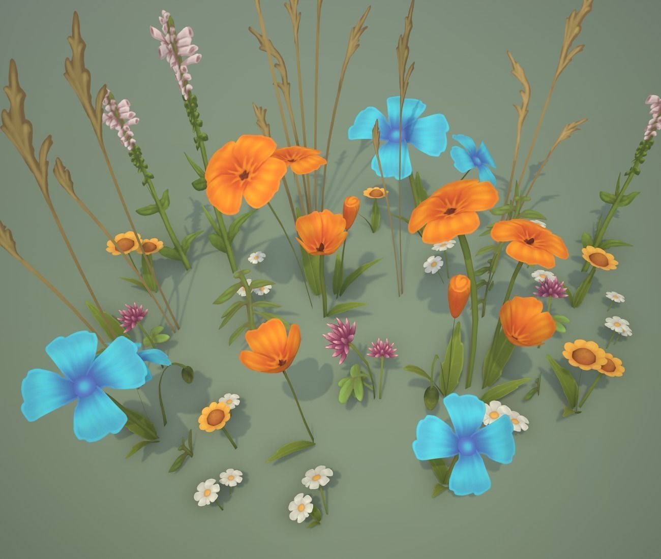 3D model Stylized Wildflowers VR / AR / low-poly | CGTrader