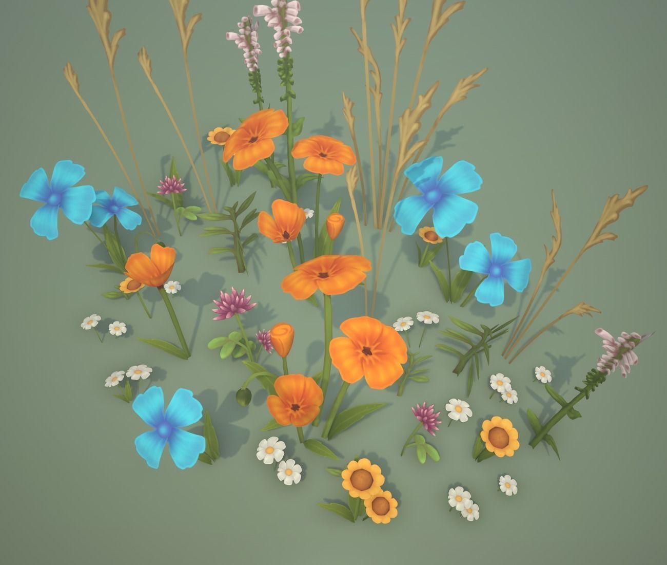 3D model Stylized Wildflowers VR / AR / low-poly | CGTrader