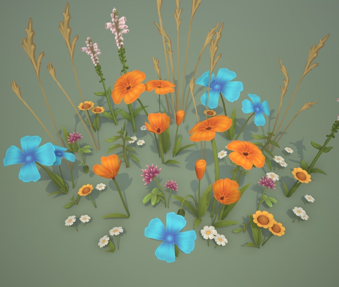 3D model Stylized Wildflowers VR / AR / low-poly | CGTrader