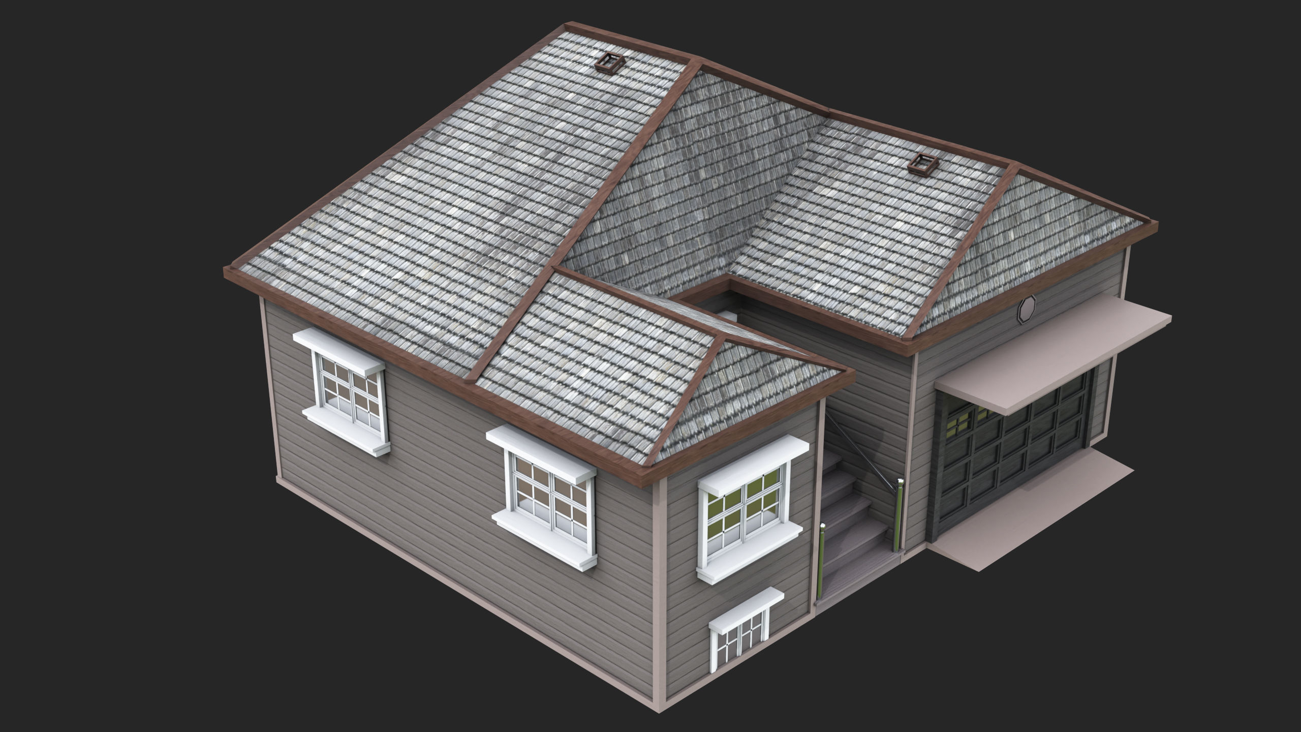 House 02 All PBR Unity UE Textures Included Low-poly 3D model_2