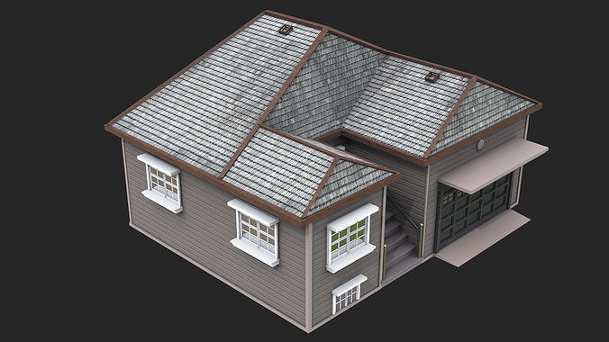 House 02 All PBR Unity UE Textures Included Low-poly 3D model 3