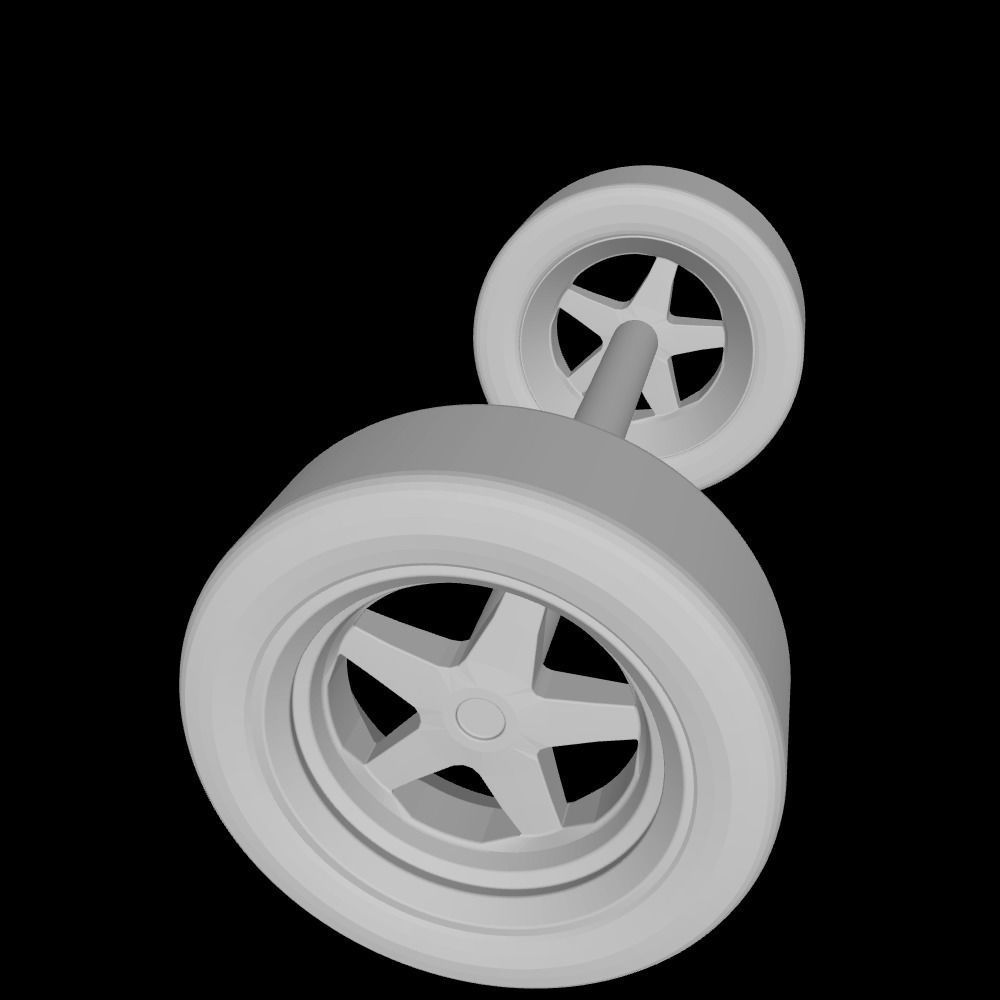 TOY CAR WHEELS WITH SHAFT 2 SPARE PARTS TOY WHEELS 3D model 3D