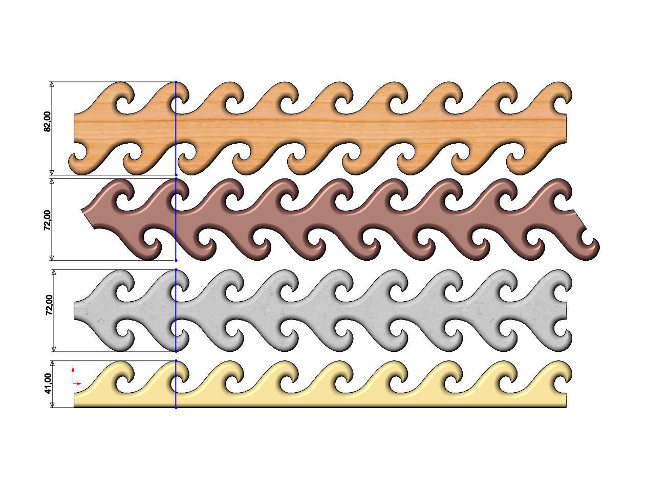 Wave greek key strips onlay cornices and friezes relief  3D print model_9