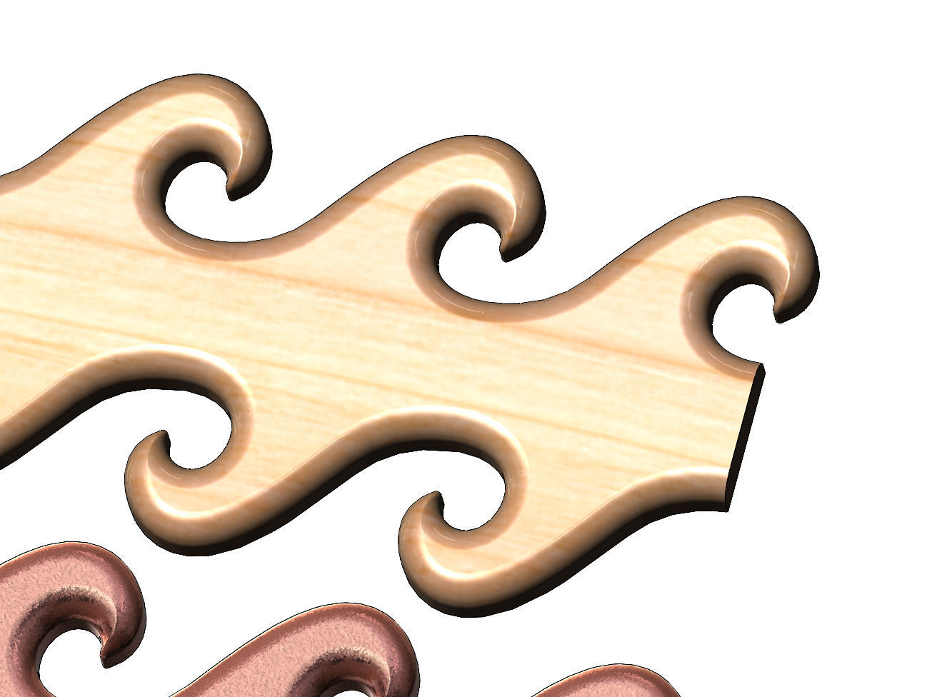 Wave greek key strips onlay cornices and friezes relief  3D print model_4