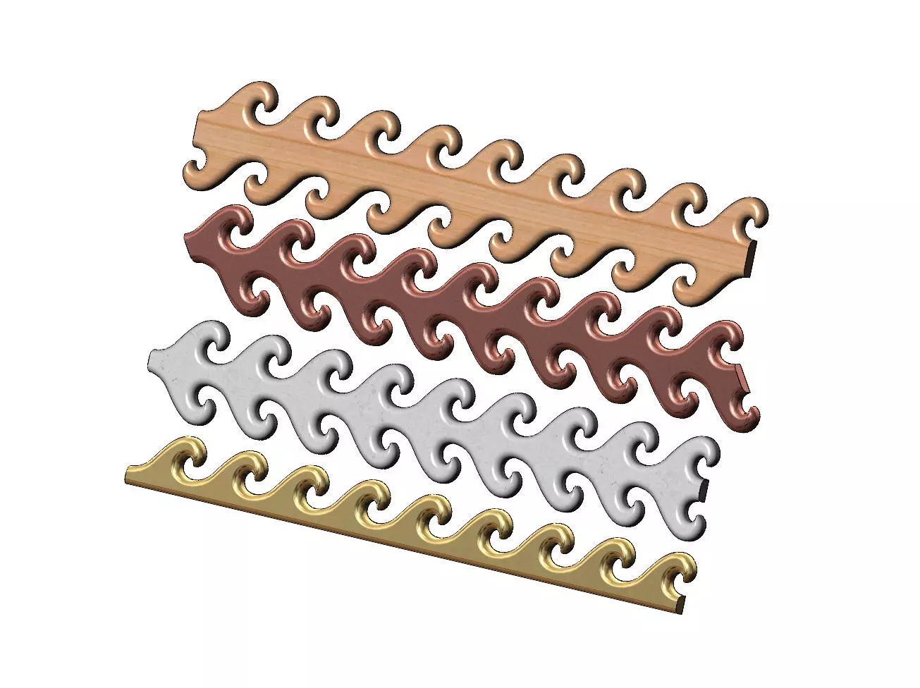 Wave greek key strips onlay cornices and friezes relief  3D print model_0