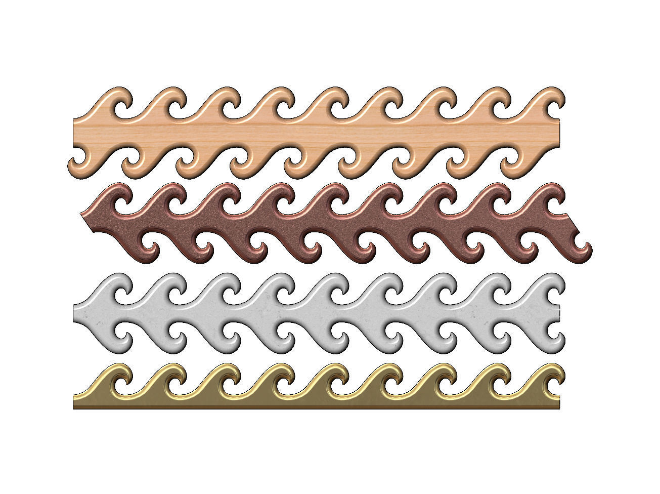 Wave greek key strips onlay cornices and friezes relief  3D print model_1