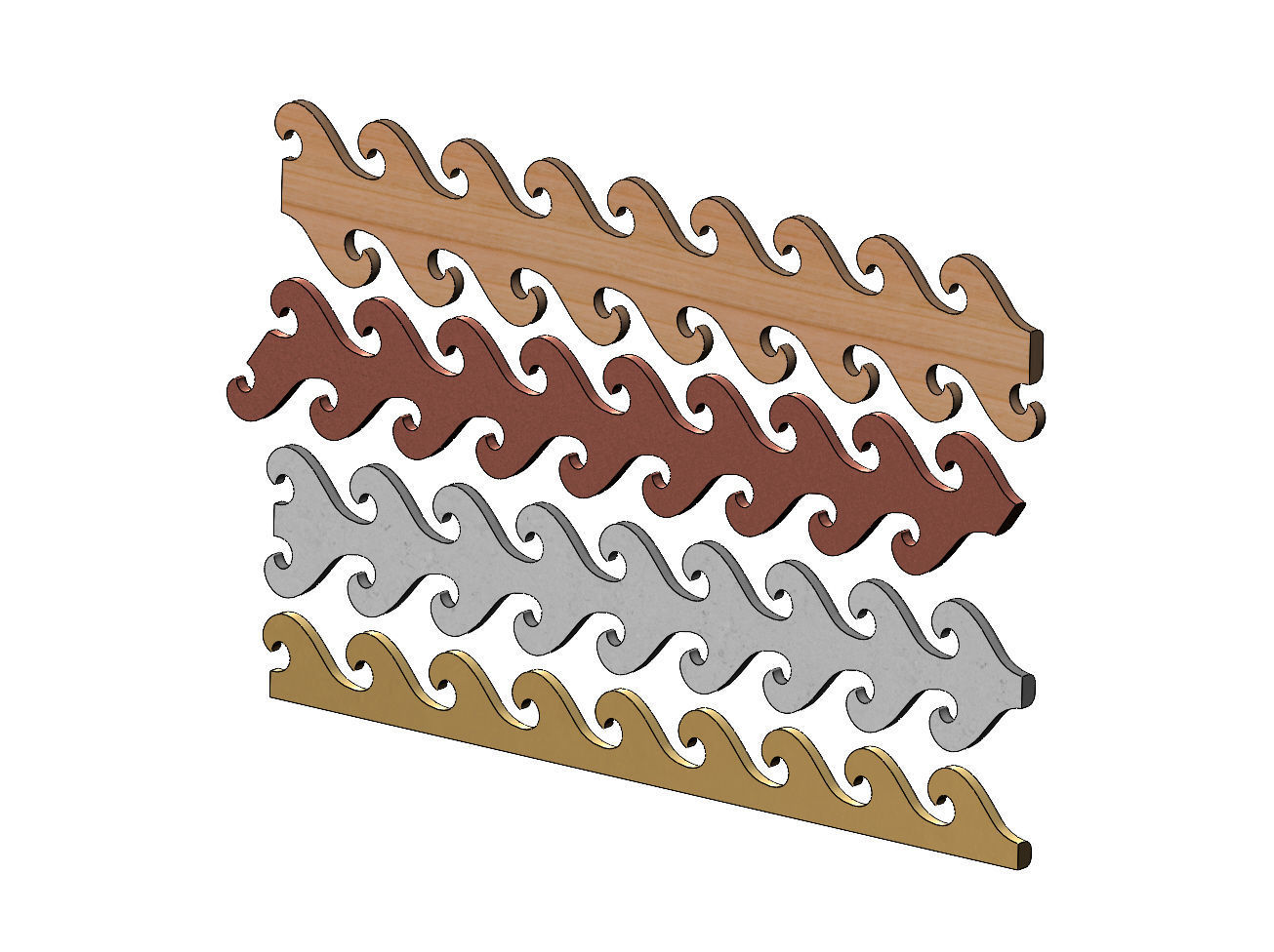 Wave greek key strips onlay cornices and friezes relief  3D print model_3