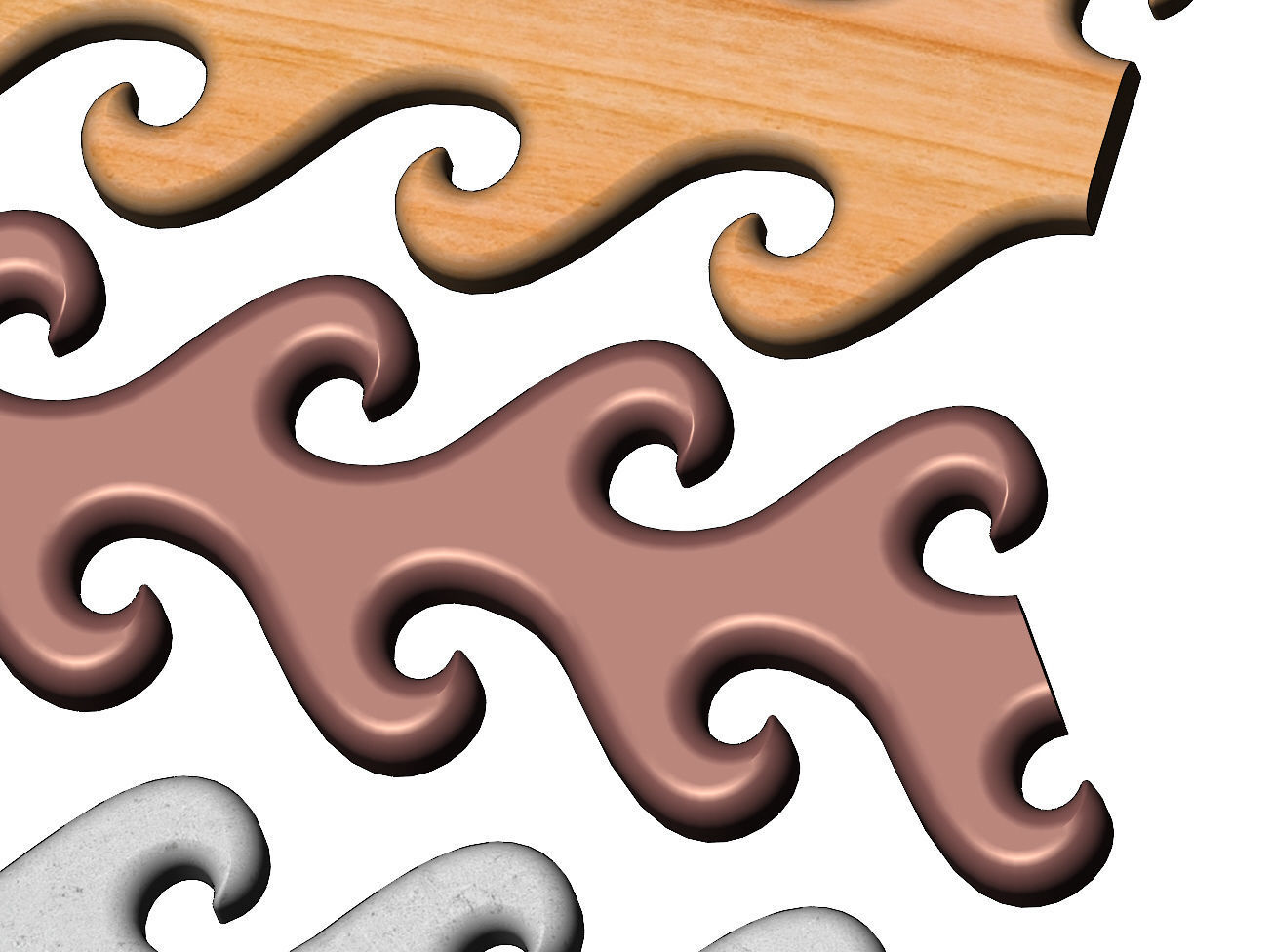 Wave greek key strips onlay cornices and friezes relief  3D print model_5