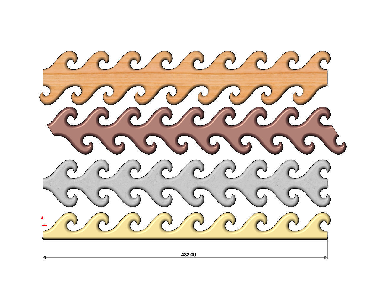 Wave greek key strips onlay cornices and friezes relief  3D print model_8