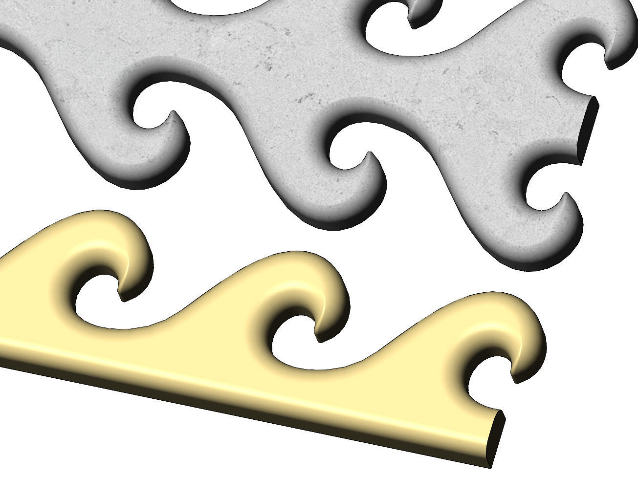 Wave greek key strips onlay cornices and friezes relief  3D print model_7