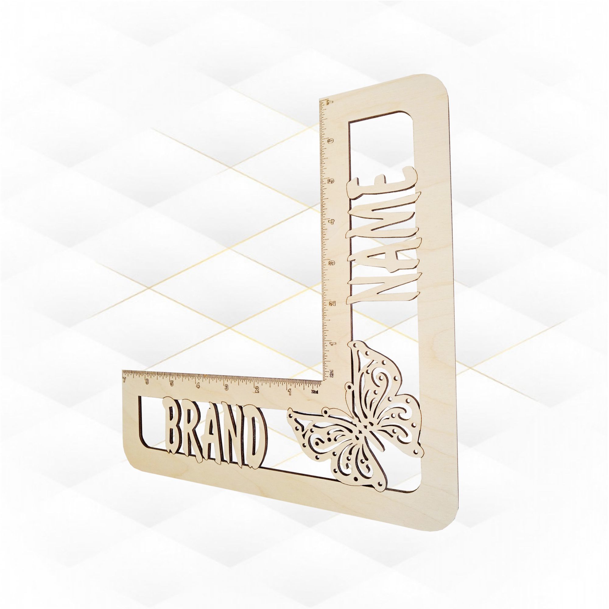 Ruler with butterfly silhouette svg dxf design laser cut 3D model 3D ...