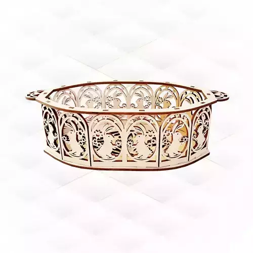 Easter basket bunny svg dxf dish design laser cut