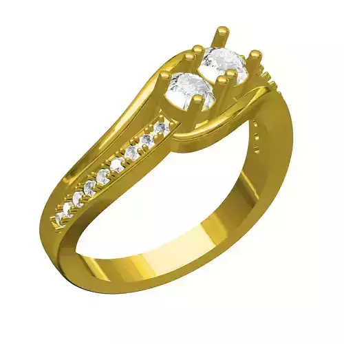 Two Stone Bypass Ring for Women