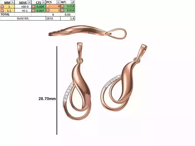 Light Weight Pendant STL OBJ FBX JCD Details