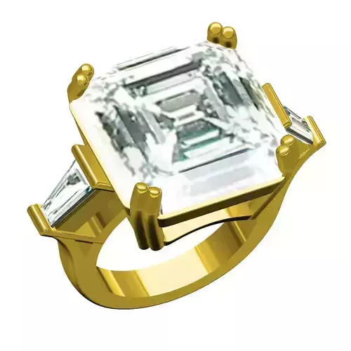 Octagon Stone Solitaire Engagement Ring