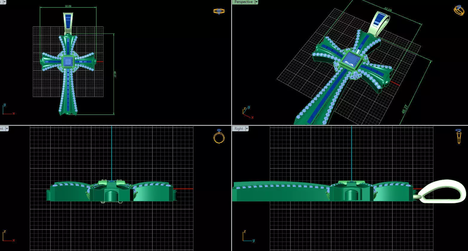 CG20230002 - Jesus Cross diamond pendant 3D print model_0
