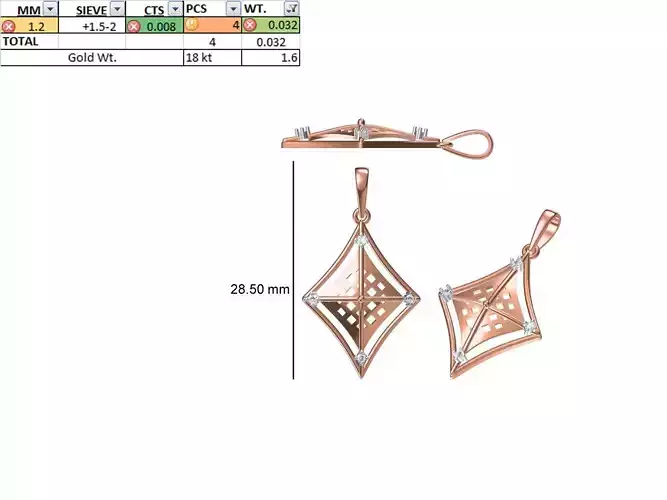 Light Weight Pendant STL OBJ FBX JCD Details