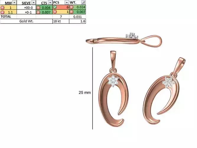 Light Weight Pendant STL OBJ FBX JCD Details